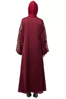 Nazneen Neck and Sleeve Resham Embroidered  A line Party Abaya