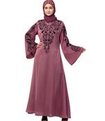 Nazneen Neck and Sleeve Resham Embroidered  A line Party Abaya