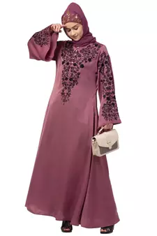 Nazneen Neck and Sleeve Resham Embroidered  A line Party Abaya