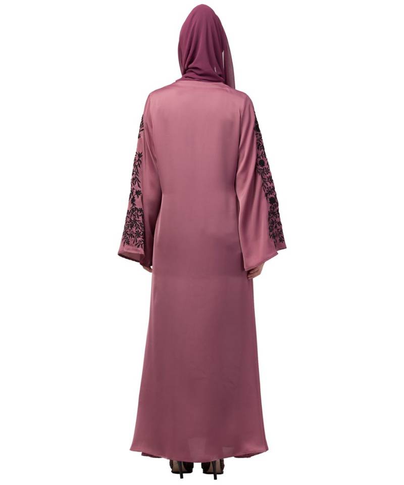 Nazneen Neck and Sleeve Resham Embroidered  A line Party Abaya