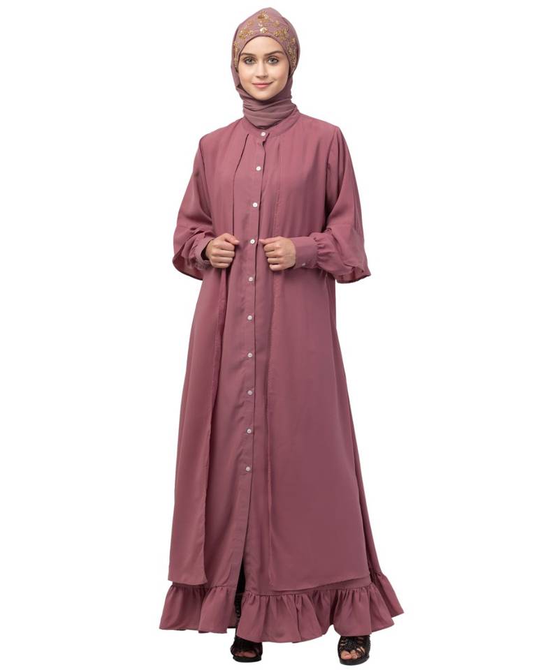 Nazneen Extra Jacket and frill at bottom front open Abaya
