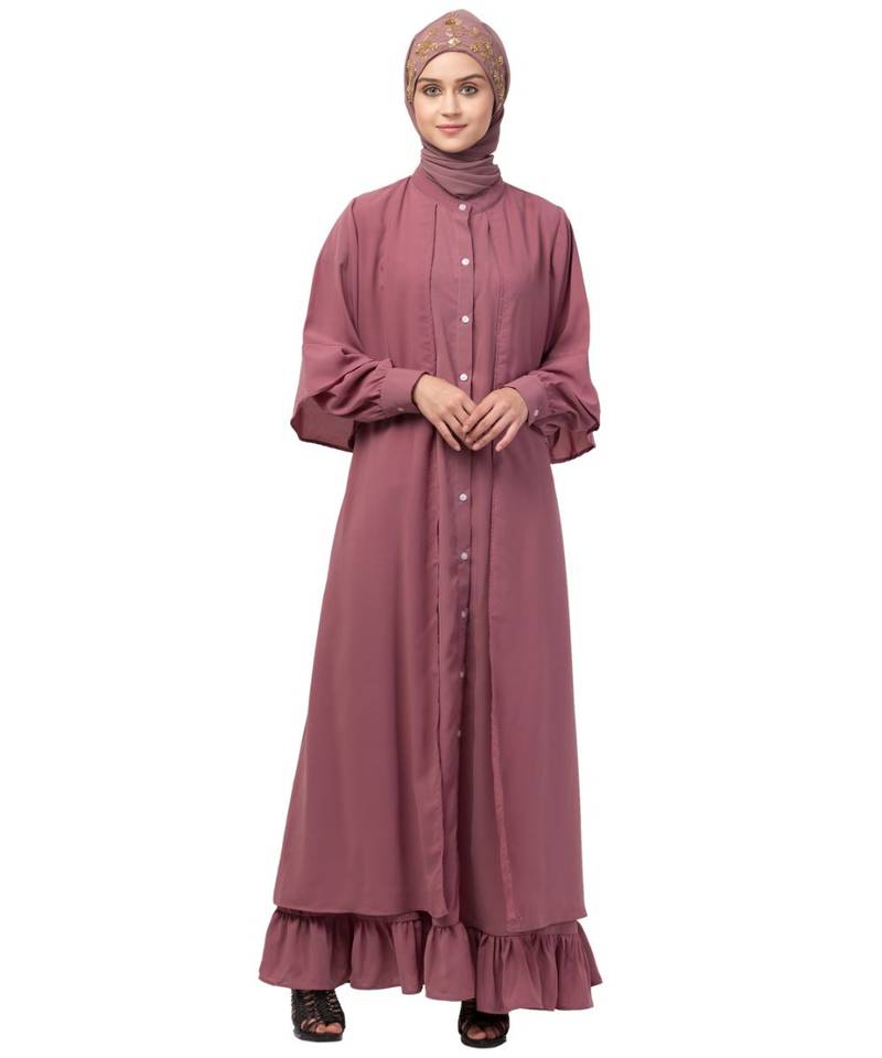 Nazneen Extra Jacket and frill at bottom front open Abaya
