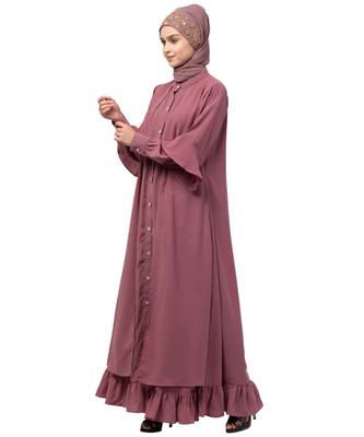 Nazneen Extra Jacket and frill at bottom front open Abaya 4