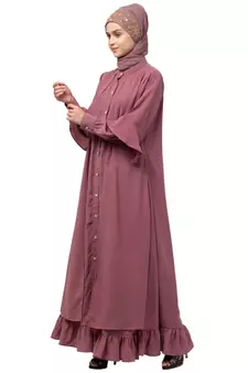 Nazneen Extra Jacket and frill at bottom front open Abaya