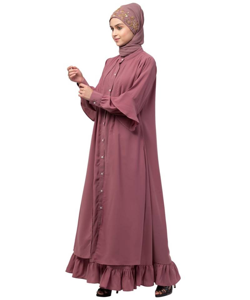 Nazneen Extra Jacket and frill at bottom front open Abaya