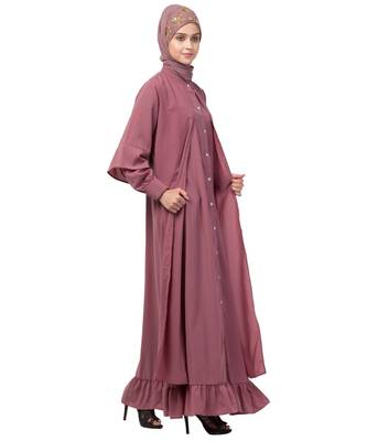 Nazneen Extra Jacket and frill at bottom front open Abaya 5