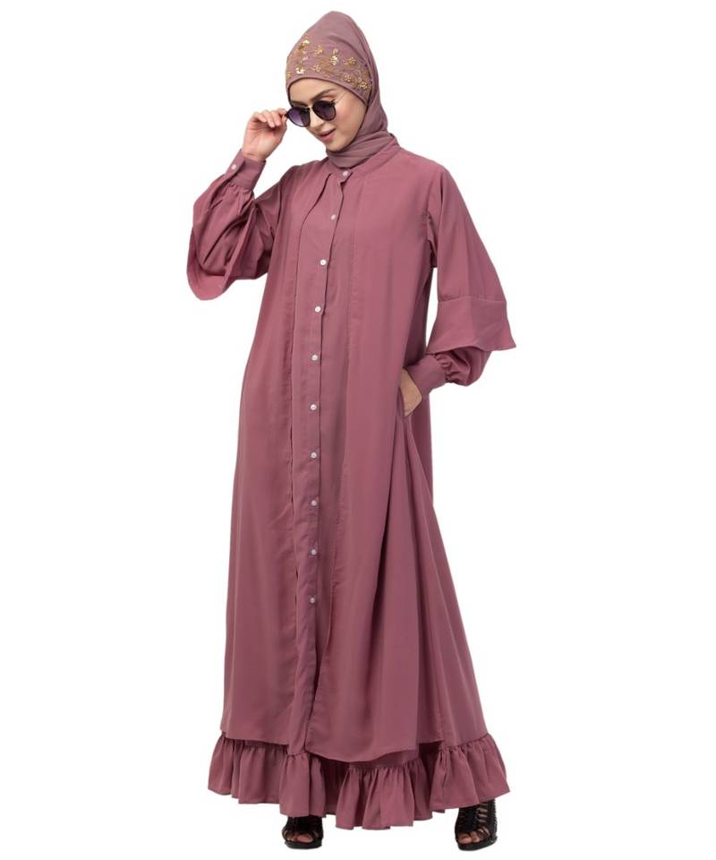 Nazneen Extra Jacket and frill at bottom front open Abaya