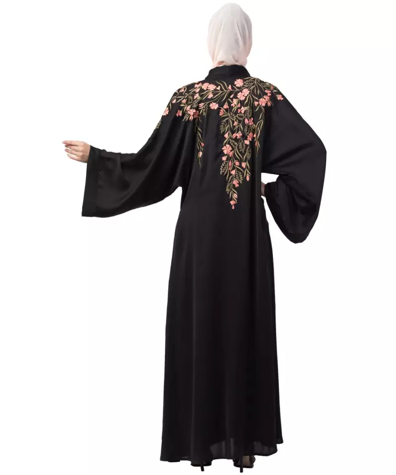 Nazneen Front to back Resham embroidery front open Abaya