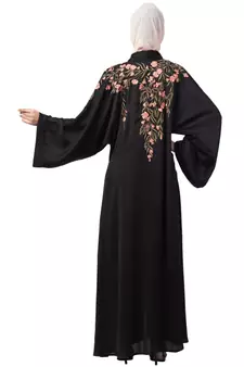 Nazneen Front to back Resham embroidery front open Abaya