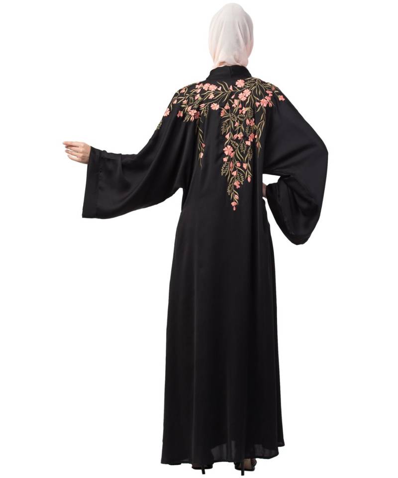 Nazneen Front to back Resham embroidery front open Abaya