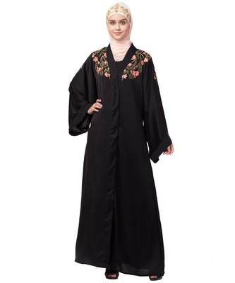 Nazneen Front to back Resham embroidery front open Abaya 3