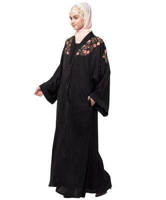 Nazneen Front to back Resham embroidery front open Abaya 4