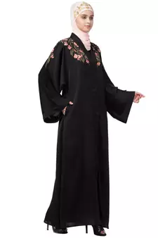 Nazneen Front to back Resham embroidery front open Abaya