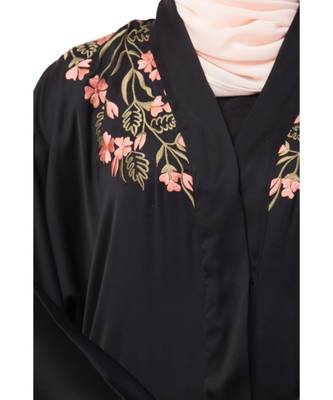 Nazneen Front to back Resham embroidery front open Abaya 6