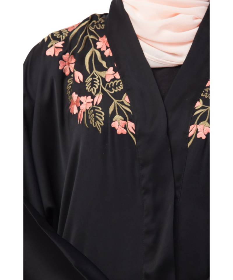 Nazneen Front to back Resham embroidery front open Abaya