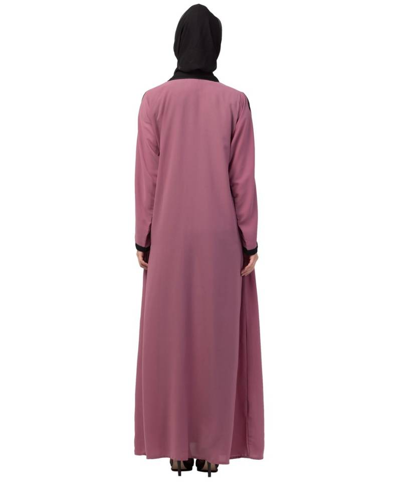 Nazneen side  embroidery contrast piping Abaya