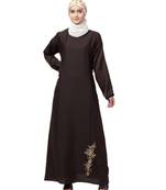 Nazneen Bottom Embroidery Contrast Piping Abaya