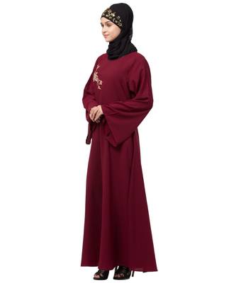 Nazneen Side Resham Embroidery Bell sleeve A line Abaya 3