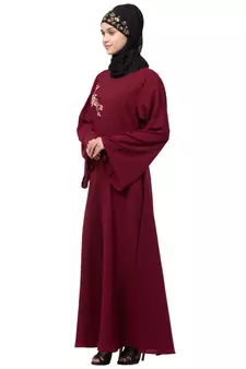 Nazneen Side Resham Embroidery Bell sleeve A line Abaya