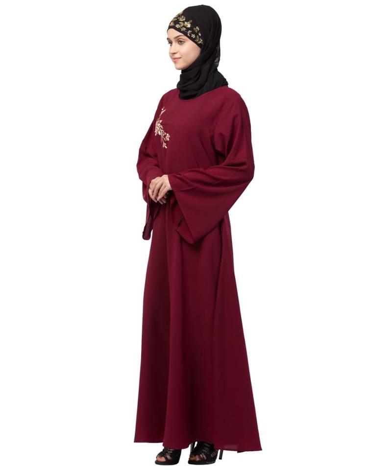 Nazneen Side Resham Embroidery Bell sleeve A line Abaya