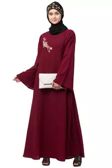 Nazneen Side Resham Embroidery Bell sleeve A line Abaya
