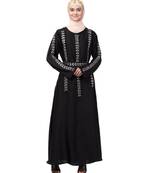 Nazneen Front , back , Sleeve and belt hand embroidery A line Abaya