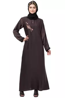 Nazneen side  embroidery contrast piping Abaya