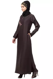 Nazneen side  embroidery contrast piping Abaya