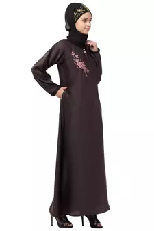Nazneen side  embroidery contrast piping Abaya