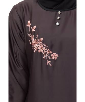Nazneen side  embroidery contrast piping Abaya 5