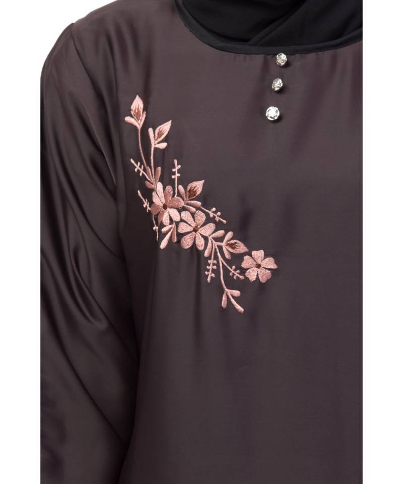 Nazneen side  embroidery contrast piping Abaya