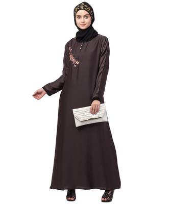 Nazneen side  embroidery contrast piping Abaya 6
