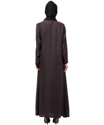Nazneen side  embroidery contrast piping Abaya 7
