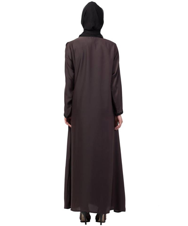 Nazneen side  embroidery contrast piping Abaya