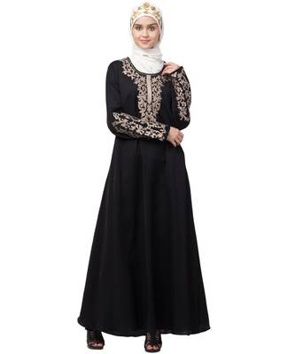 Nazneen Front and Sleeve Resham embroidered A line Abaya 2