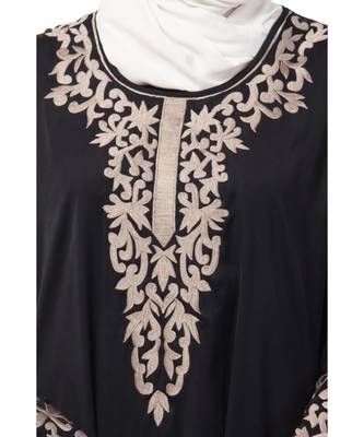 Nazneen Front and Sleeve Resham embroidered A line Abaya 5