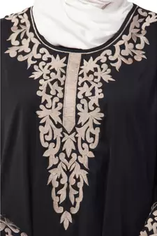 Nazneen Front and Sleeve Resham embroidered A line Abaya