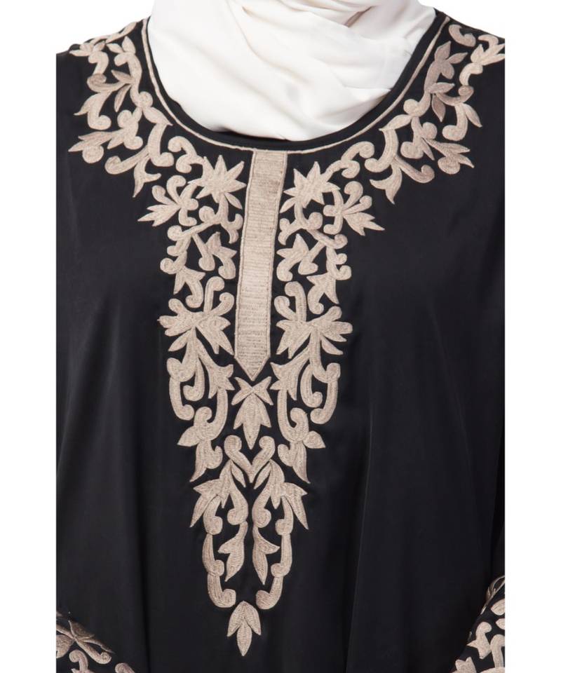 Nazneen Front and Sleeve Resham embroidered A line Abaya