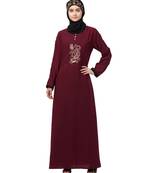 Nazneen Center embroidery contrast piping Abaya