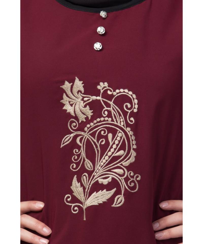 Nazneen Center embroidery contrast piping Abaya