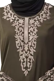 Nazneen Front and Sleeve Resham embroidered A line Abaya