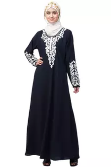 Nazneen Front and Sleeve Resham embroidered A line Abaya