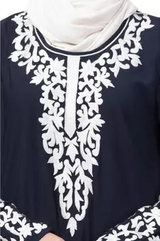 Nazneen Front and Sleeve Resham embroidered A line Abaya