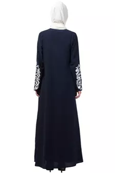 Nazneen Front and Sleeve Resham embroidered A line Abaya