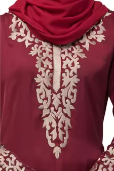 Nazneen Front and Sleeve Resham embroidered A line Abaya