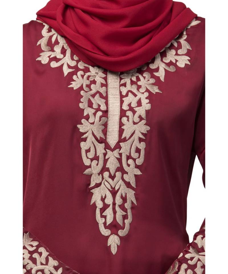 Nazneen Front and Sleeve Resham embroidered A line Abaya