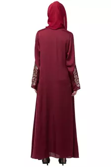 Nazneen Front and Sleeve Resham embroidered A line Abaya