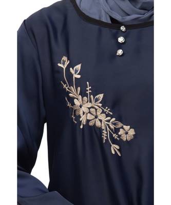 Nazneen Side Embroidery Contrast Piping abaya 5