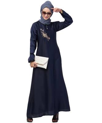 Nazneen Side Embroidery Contrast Piping abaya 6