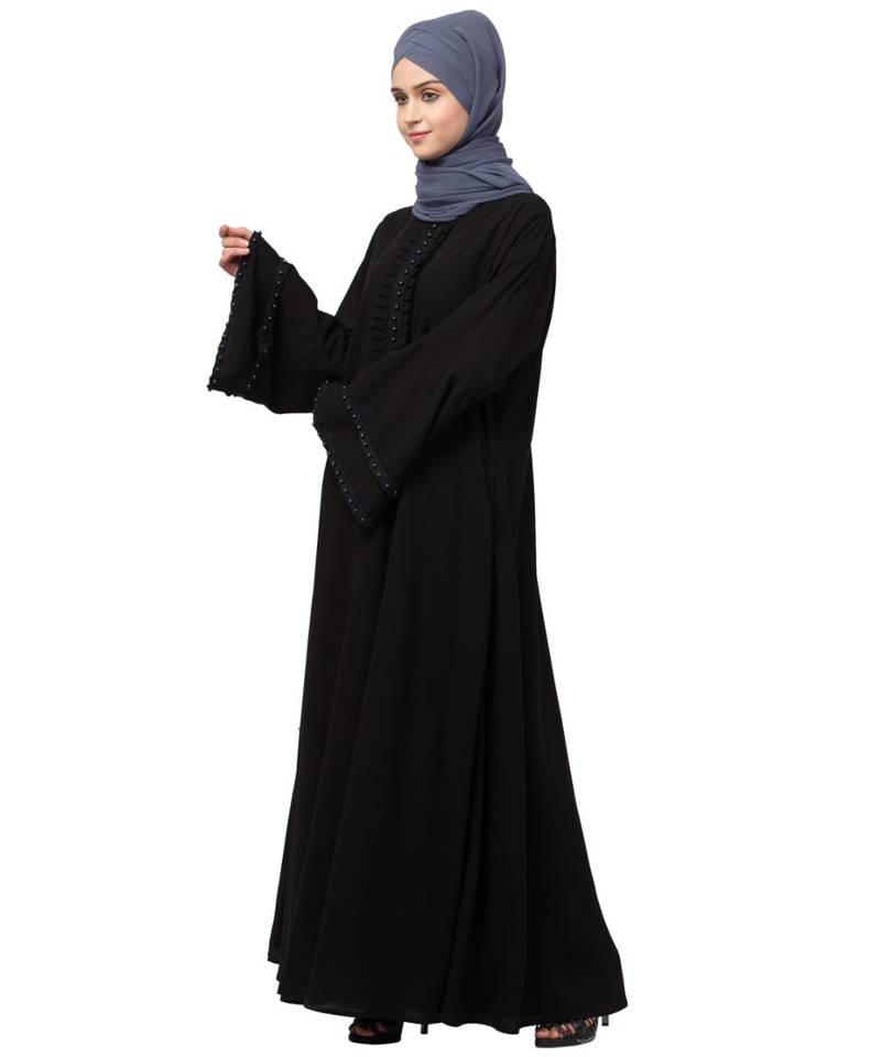 Nazneen Pleats and Beads with Bell sleeve  Abaya